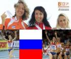 Мария Савинова чемпионом на 800 м, Ивонн Хак и Дженнифер Мидоуз (вторая и третья) Европейской Барселона по легкой атлетике 2010